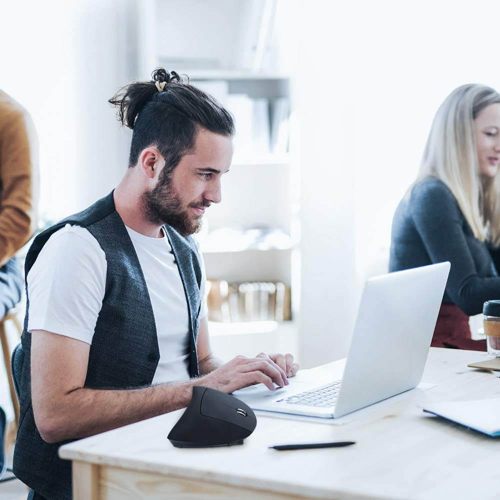 Wireless Ergonomic Computer Mouse Rechargeable PC Gaming Mice 2.4G Vertical Optical Mice 800/1200/1600 DPI W/6 Buttons for Laptop, Desktop, PC, MacBook