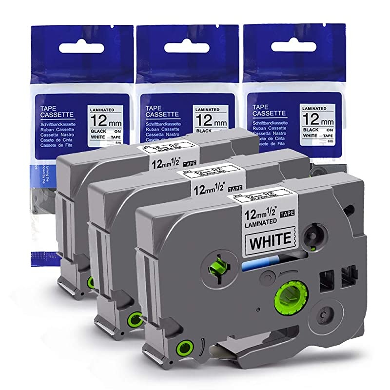 Compatible Label Tape Replacement for Brother P touch Label Maker Tape 12mm 047 inch Laminated for TZe231 Black on White to use with Ptouch D450 1290 PTD600 Label Maker 262 Feet Roll