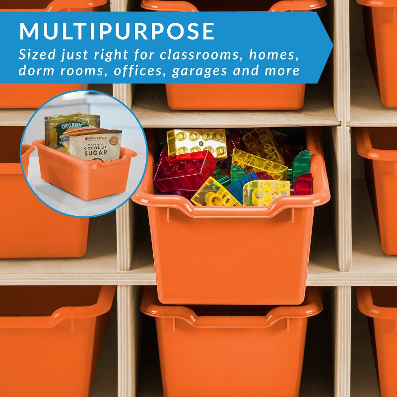 ECR4Kids Scoop Front Storage Bins, Cubby Compatible, Multipurpose Basket, 10-Pack - Orange