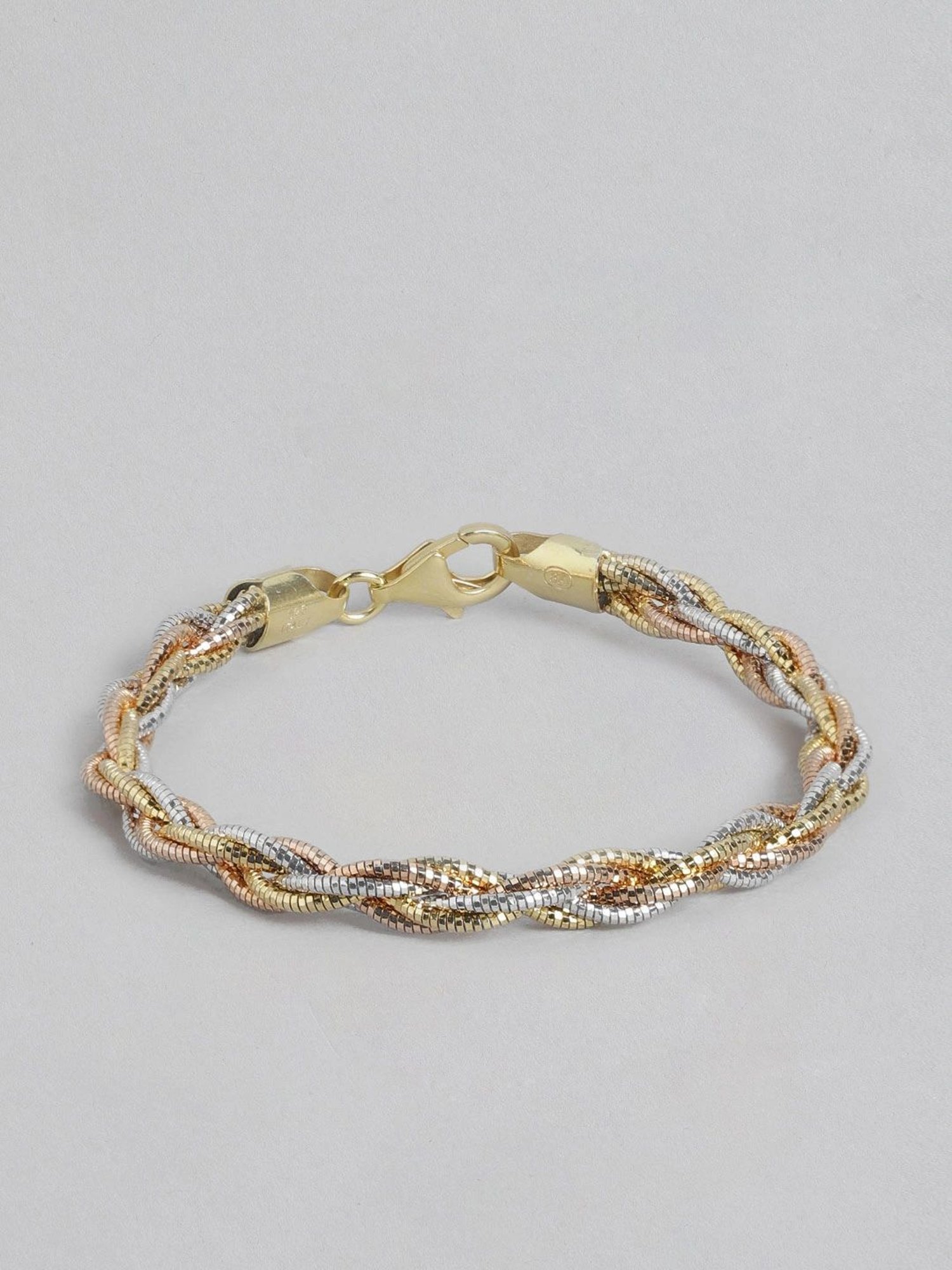 Zavya Tricolor Tapestry Triple Tone-Plated Weaved 925 Sterling Silver Bracelet