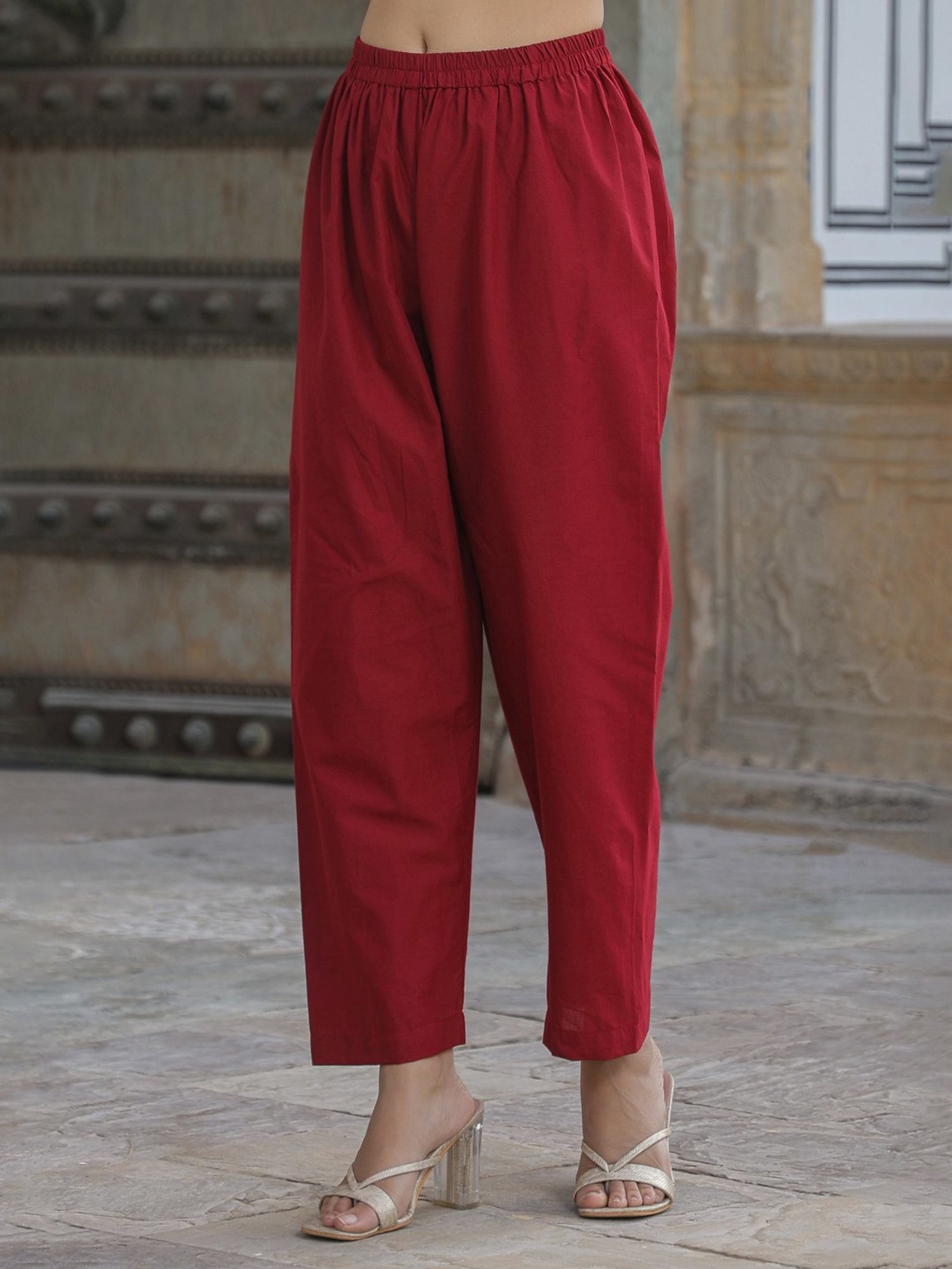 Rain and Rainbow Maroon Floral Print Kurta & Pant Set With Dupatta