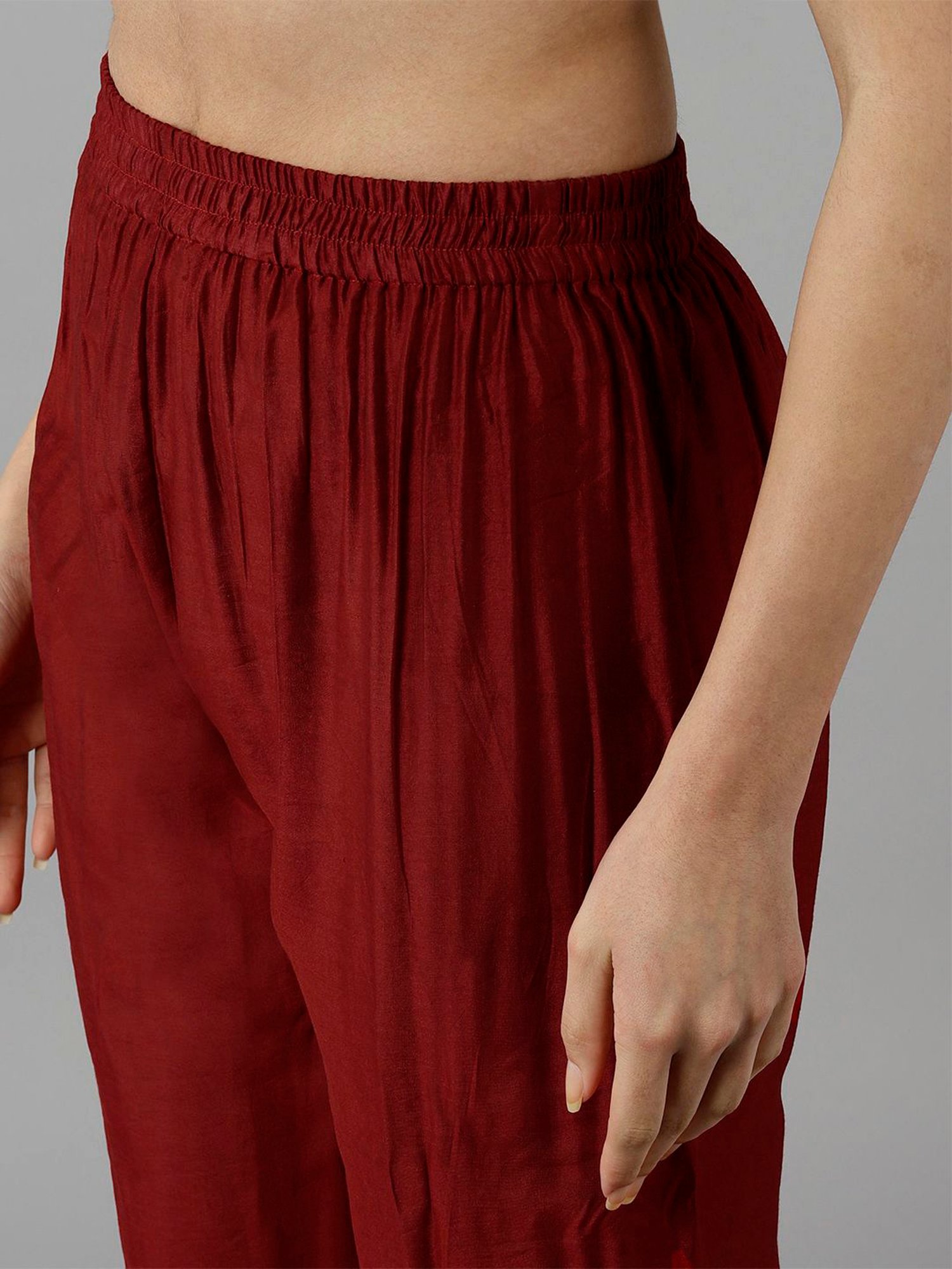 Vaamsi Maroon Embroidered Kurta Pant Set With Dupatta