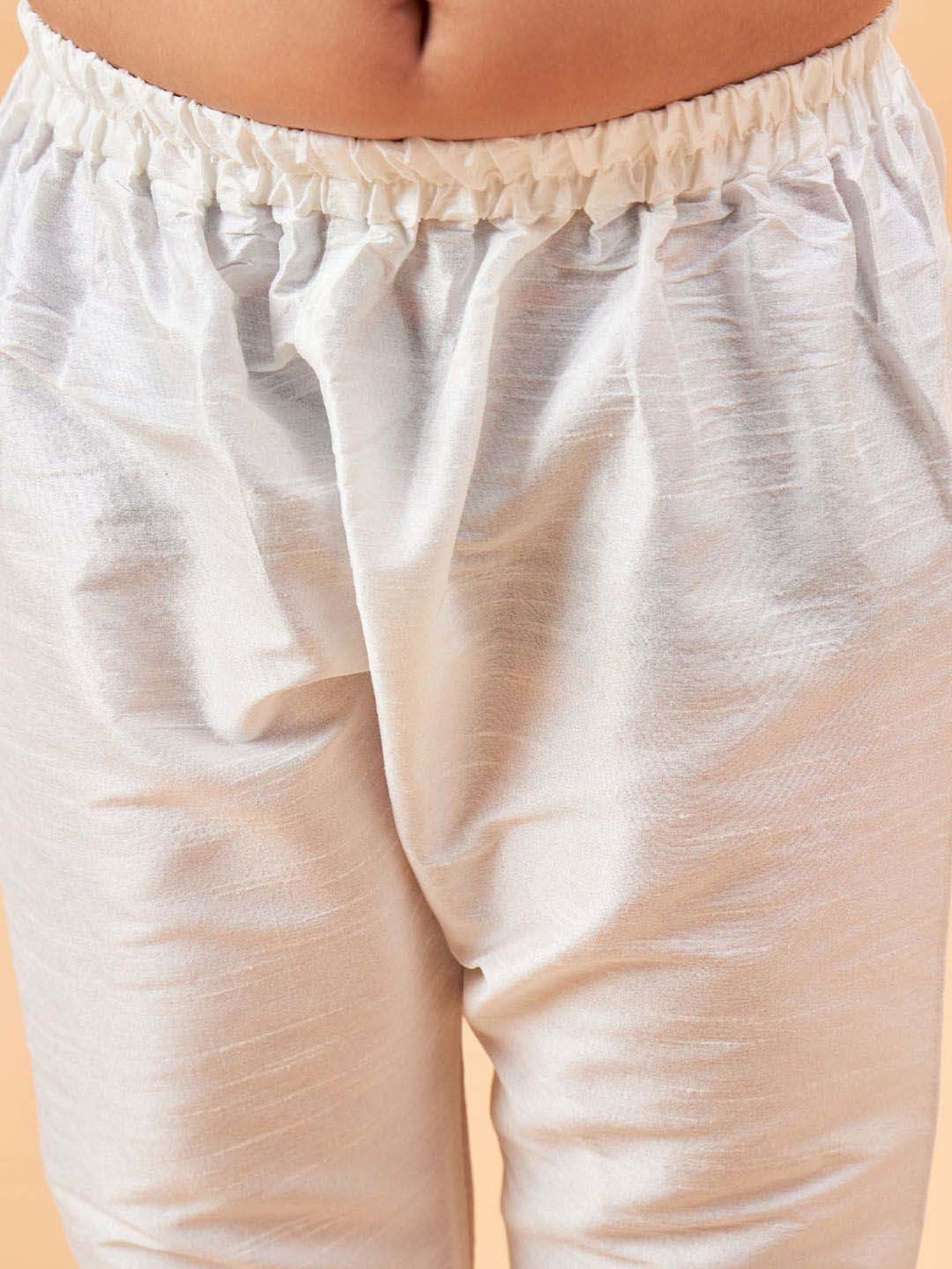 VASTRAMAY Boys White & Beige Self Full Sleeves Kurta Sets