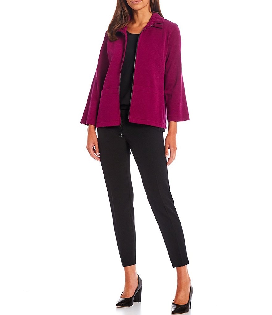 Ali Miles Printed Button Front Floral Wire Neck 3/4 Bell Sleeve Jacket