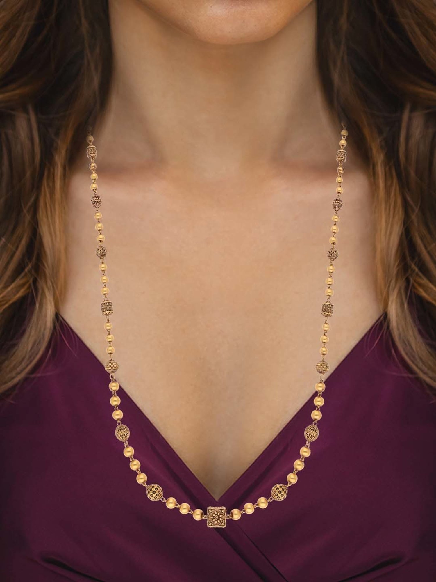 CKC Opulent Fusion: Oxidized Gold Bead Necklace