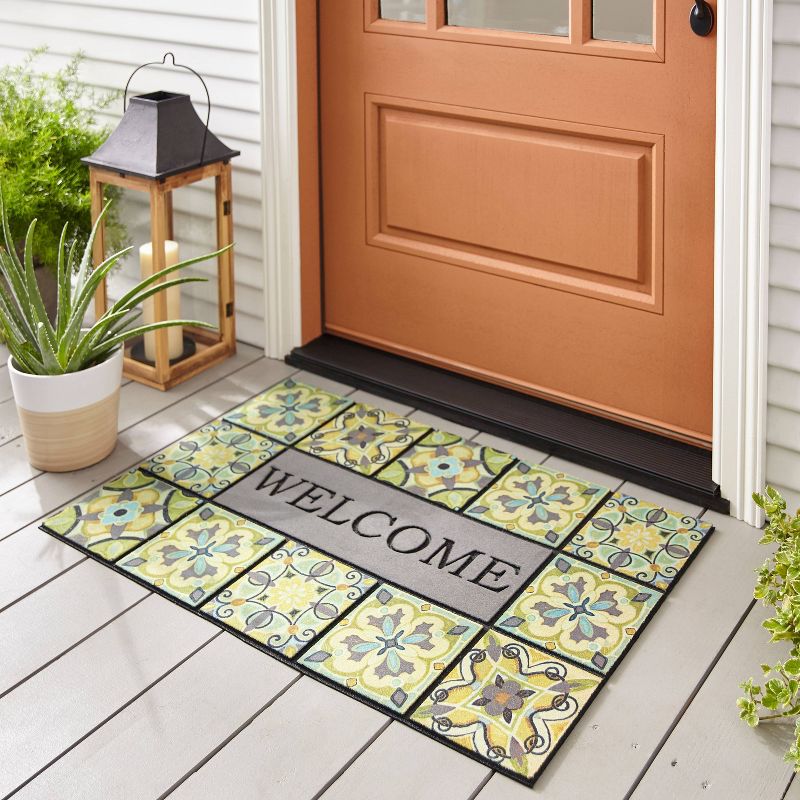 1' 11"x2' 11" Doorscapes Estate Mat Welcome Bohemian Tiles Gray - Mohawk