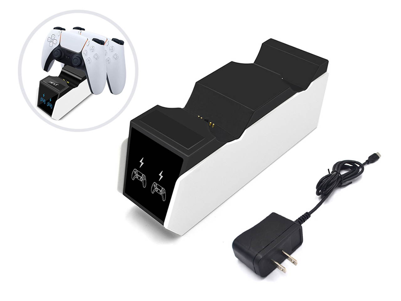 PS5 Controller Charger, Fast Dual Controller Charging Docking Station ,Charging Dock Stand with USB Type C Charge Cable for Dual Sony Playstation 5 Controllers