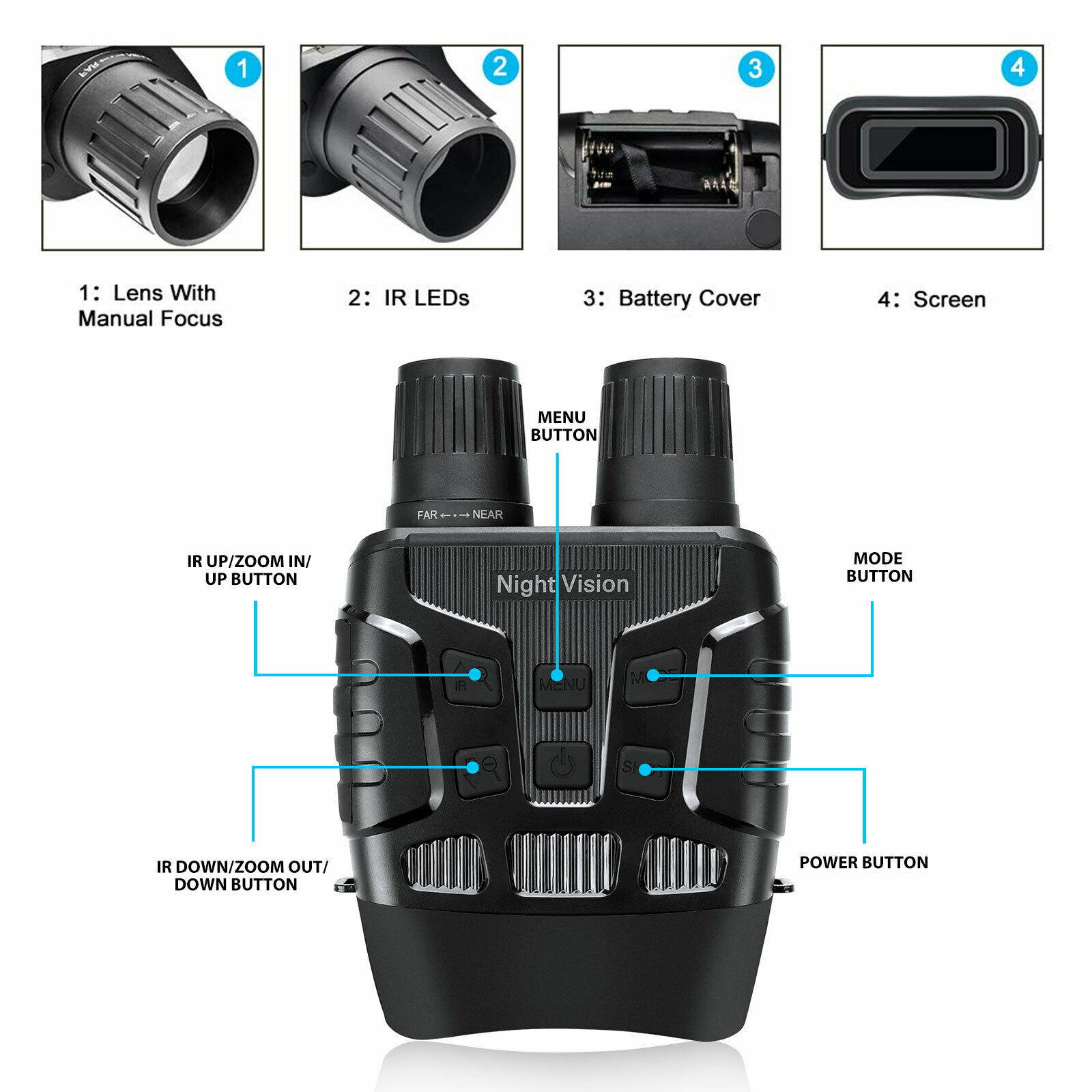 HD 4x Digital Night Vision Infrared Hunting Binocular Scope IR Camera Telescope