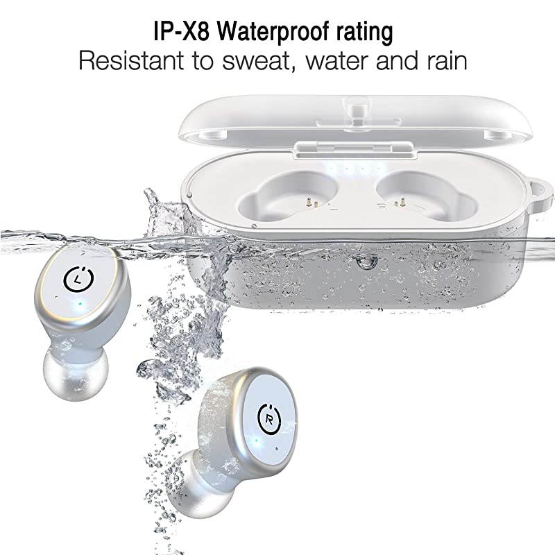 T10 Bluetooth 50 Wireless Earbuds with Wireless Charging Case IPX8 Waterproof TWS Stereo Headphones inEar Builtin Mic Headset Premium Sound with Deep Bass for Sport White