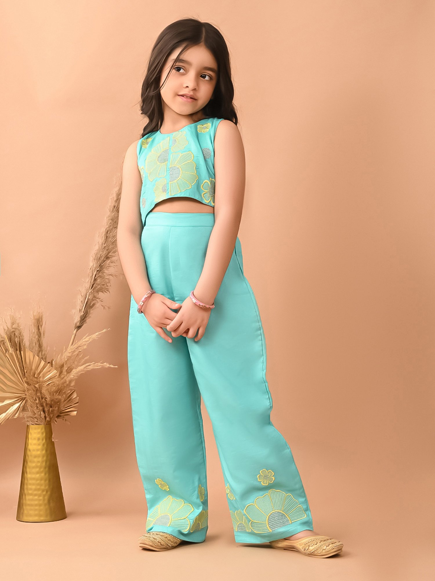 VASTRAMAY Kids Blue & White Cotton Over Dyed Kurta Set