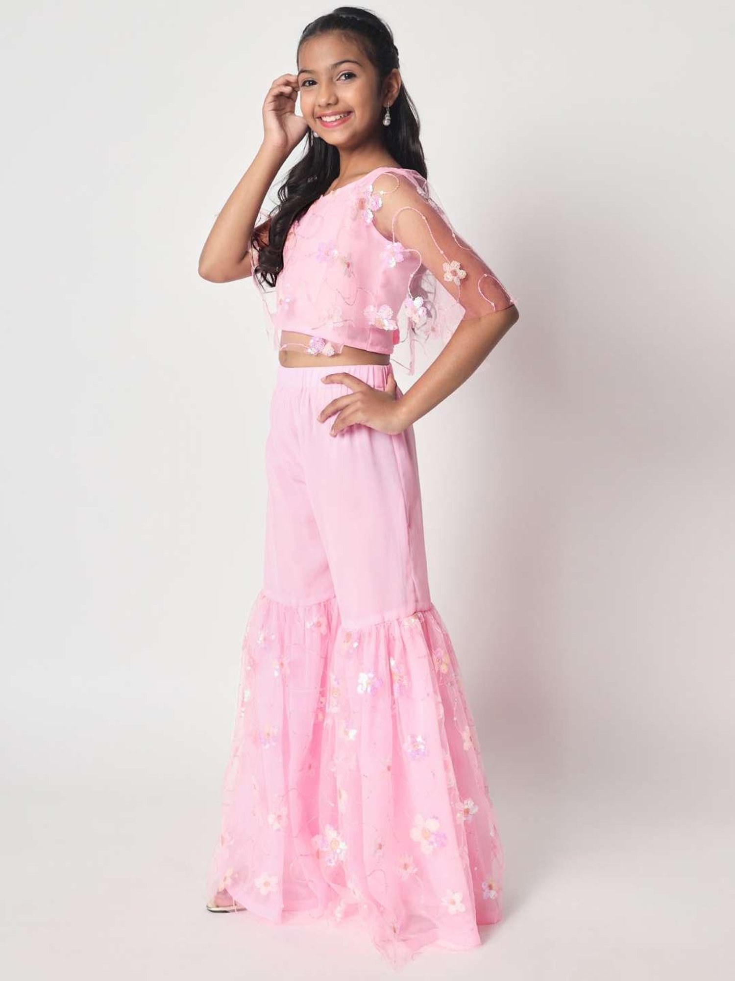 studiorasa Kids Pink Embroidered Top Set