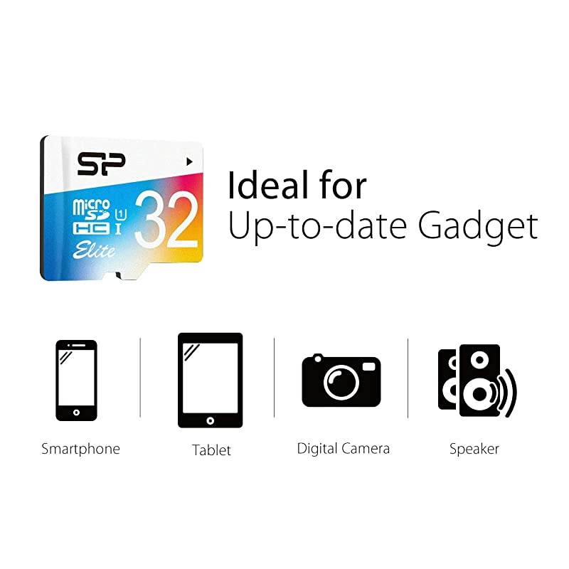 Power 32GB MicroSDHC UHS1 Memory Card with Adapter SP032GBSTHBU1V20SP