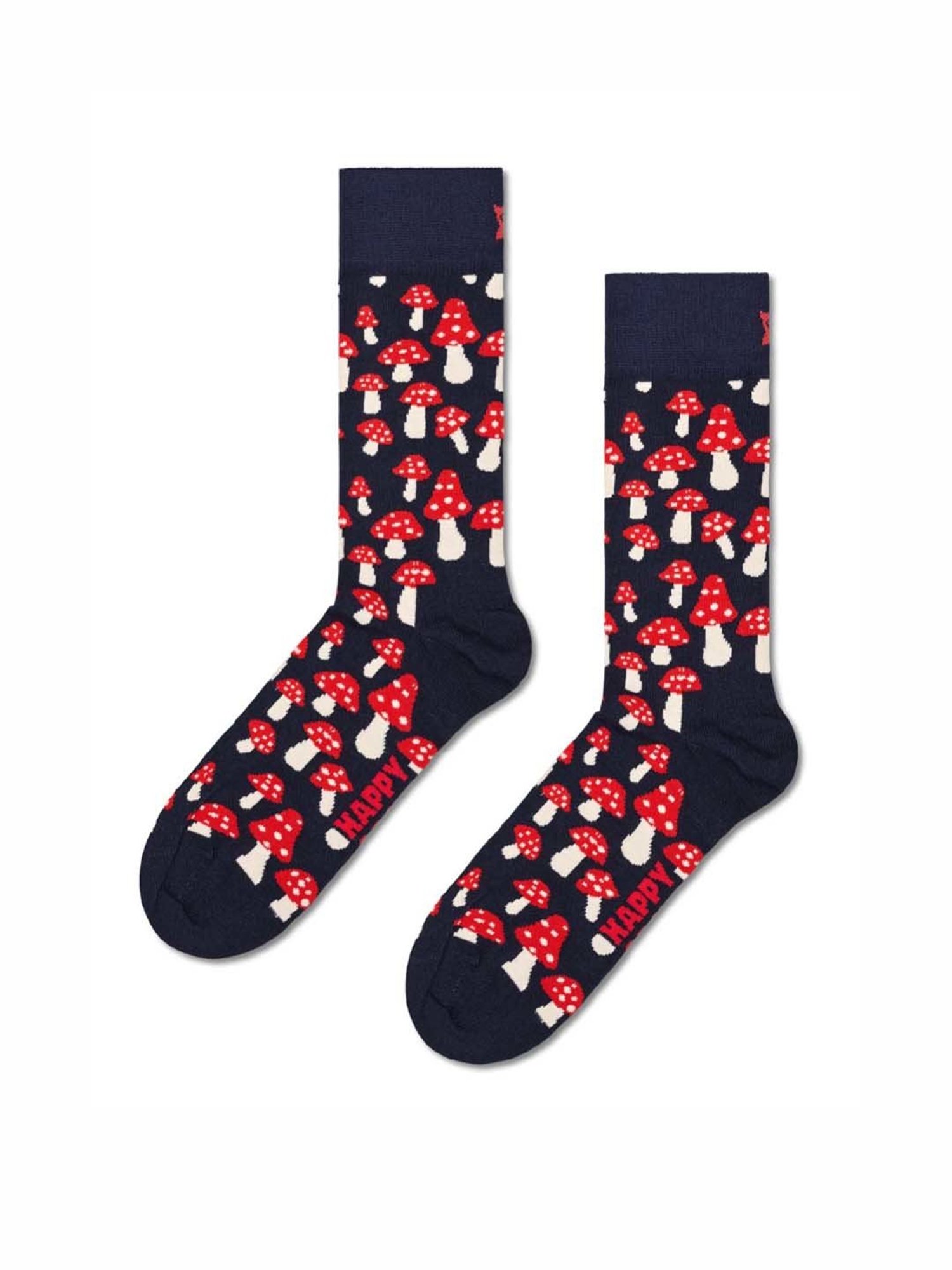 Happy Socks Mushroom Navy & Red Cotton Printed Socks (36-40)