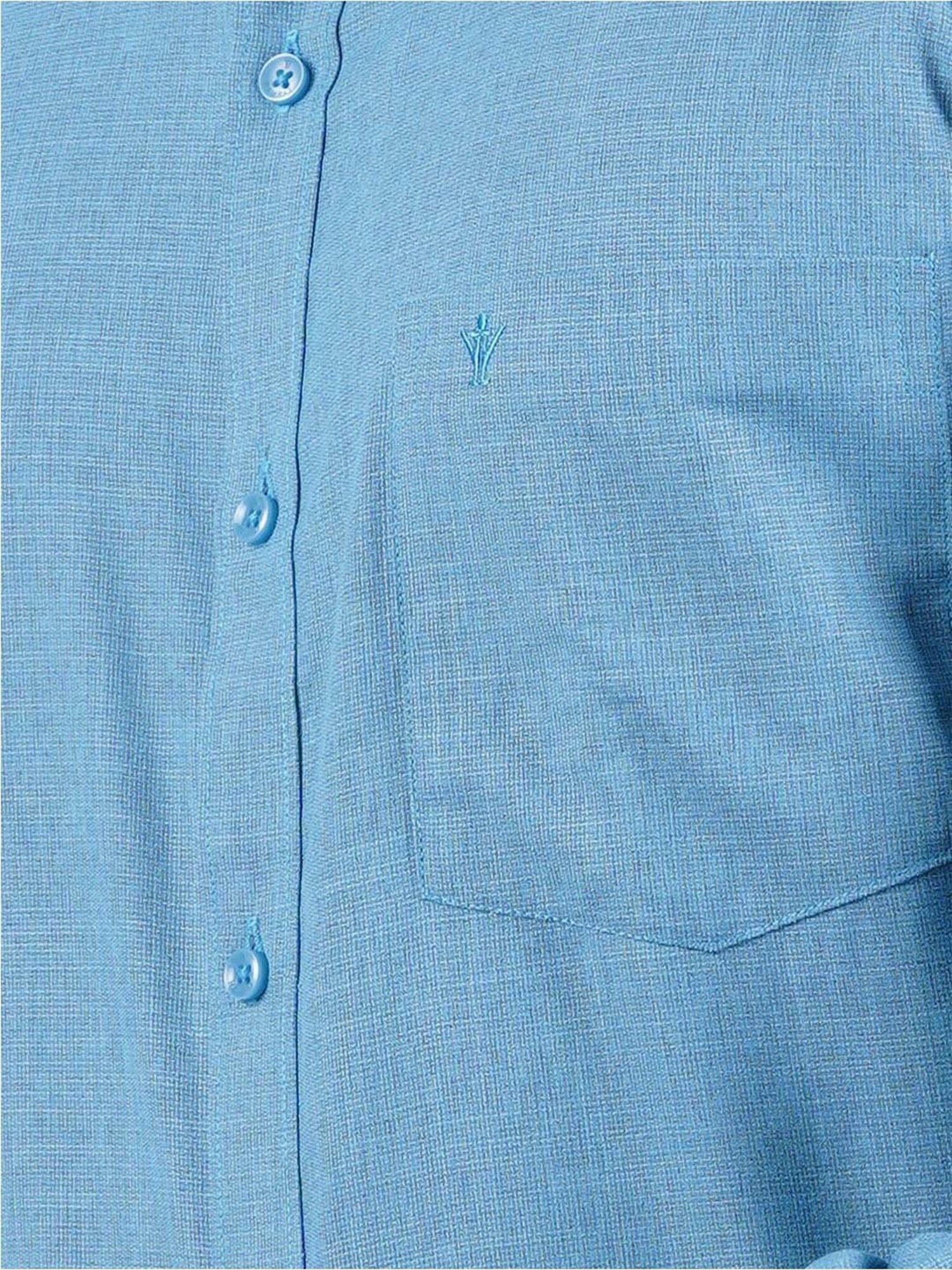 Ramraj Blue Cotton Regular Fit Shirt