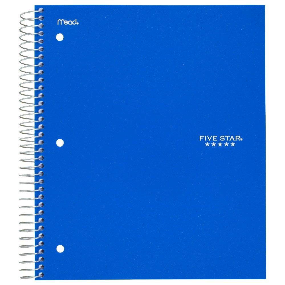 Five Star Spiral Notebooks, 1 Subject, College Ruled Paper, 100 Sheets, 11" x 8-1/2, 6 Pack (38052)
