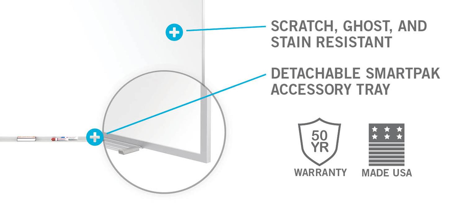 Ghent Magnetic Porcelain Whiteboard with Aluminum Frame 4'H x 4'W M1444