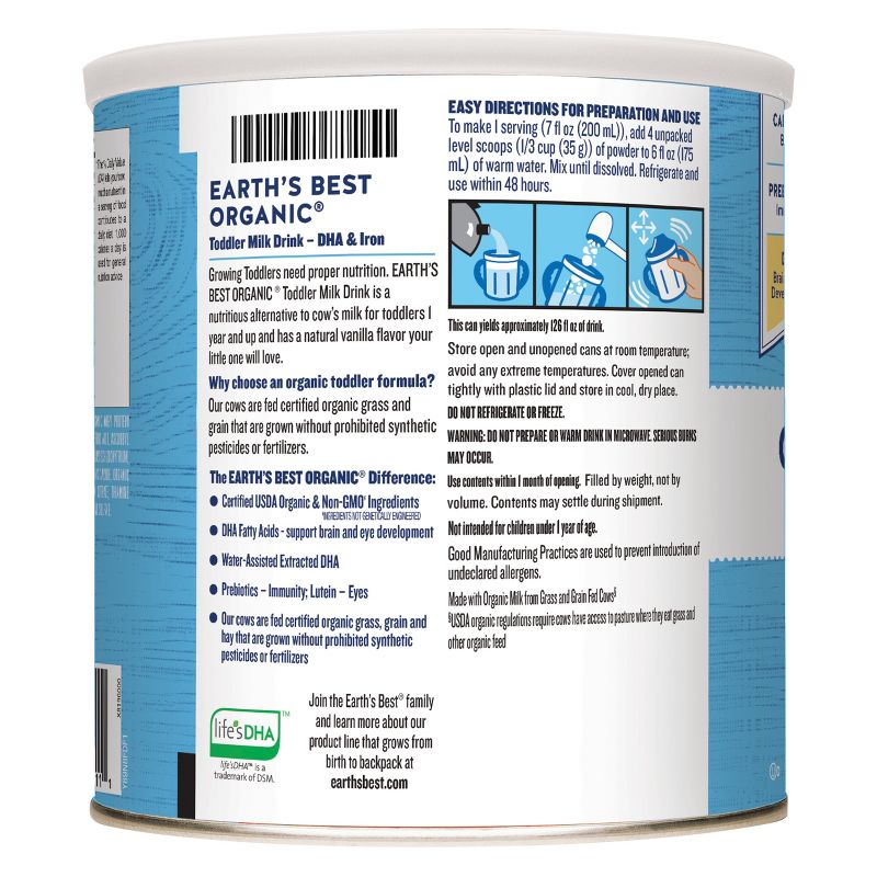 Earth's Best Organic Toddler Formula Vanilla Powder - 23.2oz