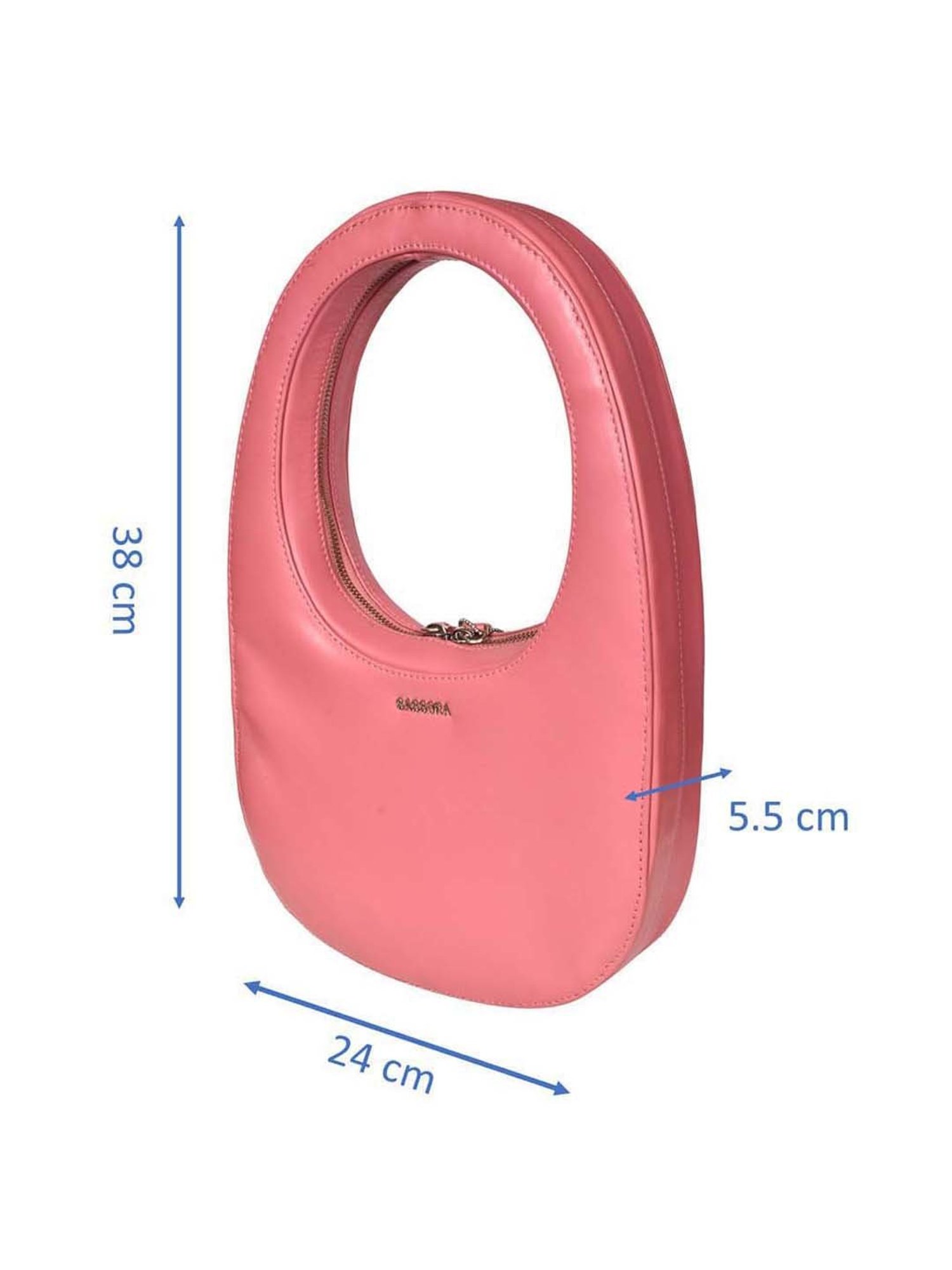 SASSORA Pink Solid Medium Hobo Shoulder Bag