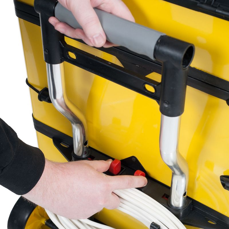 Stalwart Stackable Toolbox Rolling Mobile Organizer with Telescopic Comfort Grip Handle Clear