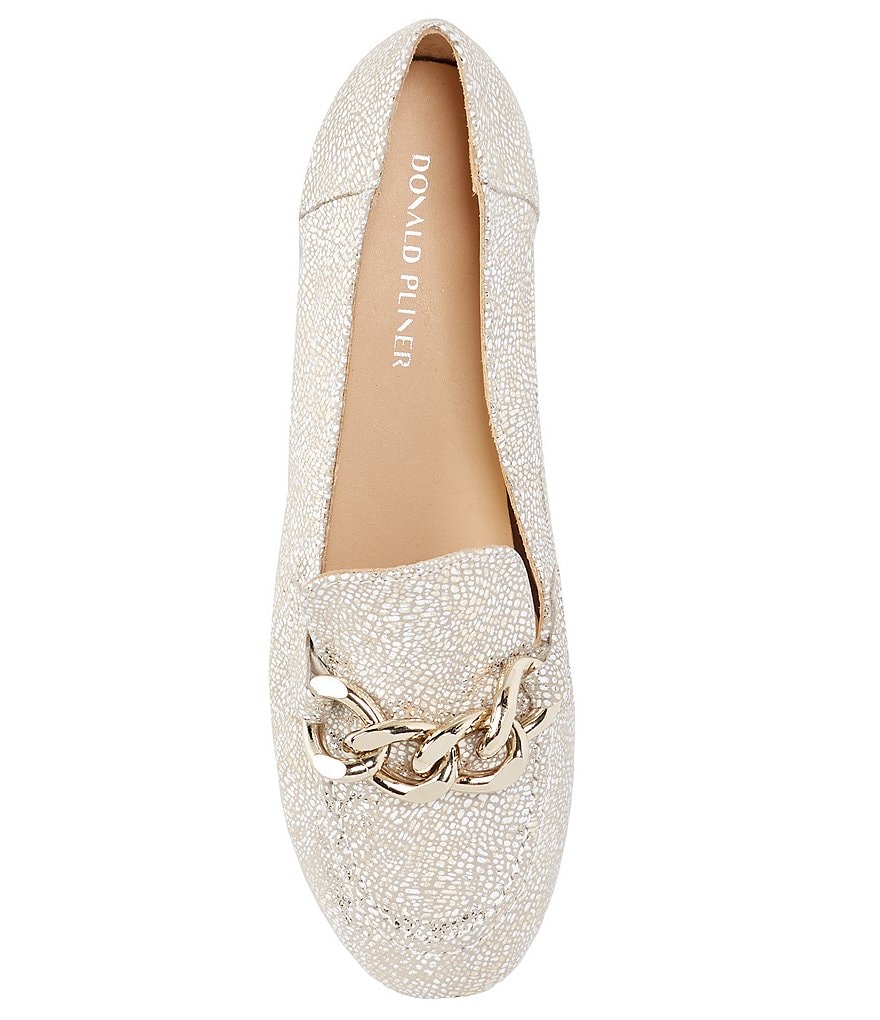 Donald Pliner Balton Pebbled Metallic Leather Loafers