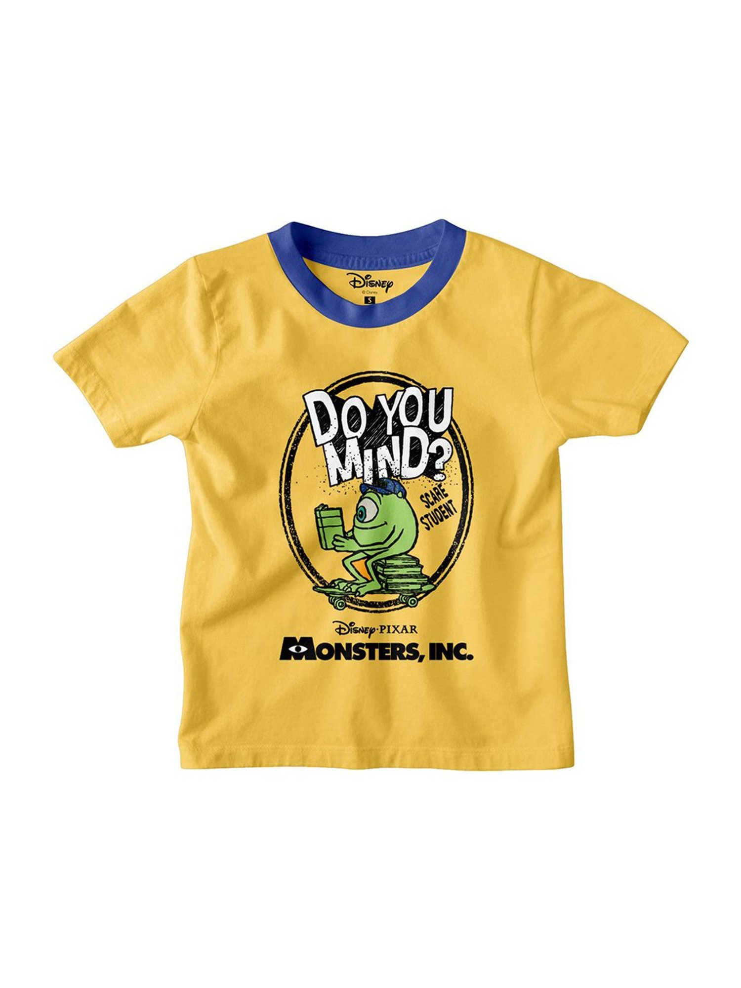 Bonkids Kids Yellow Cotton Printed Monster T-Shirt