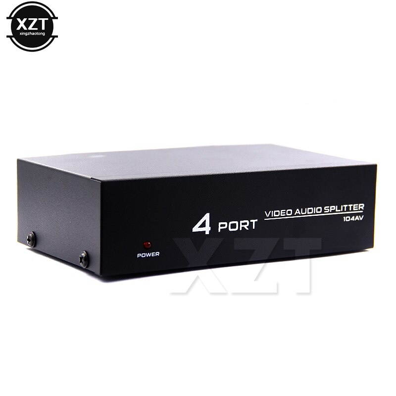 new 1pcs 4 Port 1x4 AV Video Audio Splitter RCA with Metal Housing 1 in FOR 4 out for Multimedia high quality