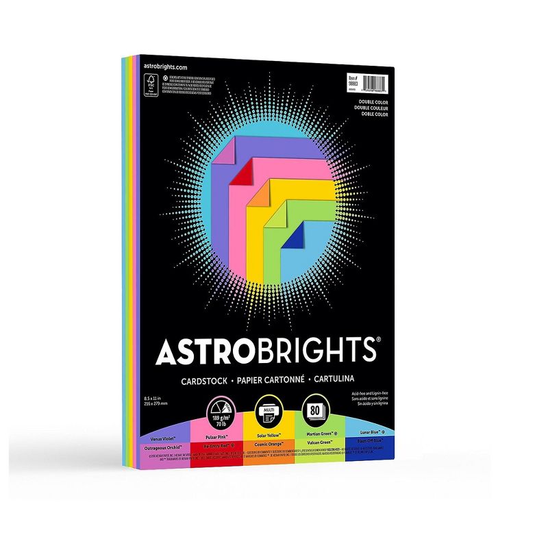 Astrobrights Double-Color Cardstock Paper 70 Lbs. 8.5" x 11" 581147