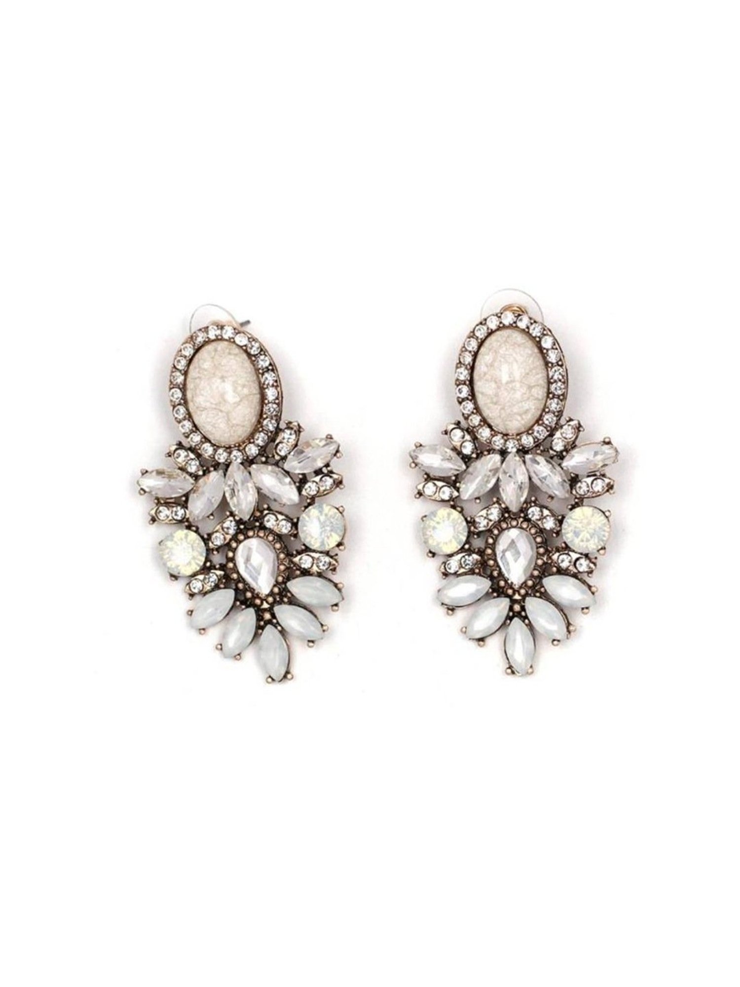 YouBella Gold-Plated White Chand Bali Earrings for Women