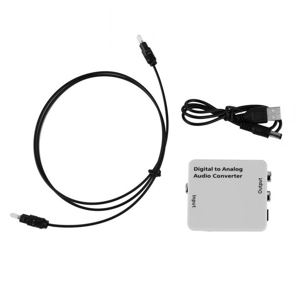 White Digital Optical Toslink Coax to Analog R/L/RCA Audio Signal Converter Adapter without power