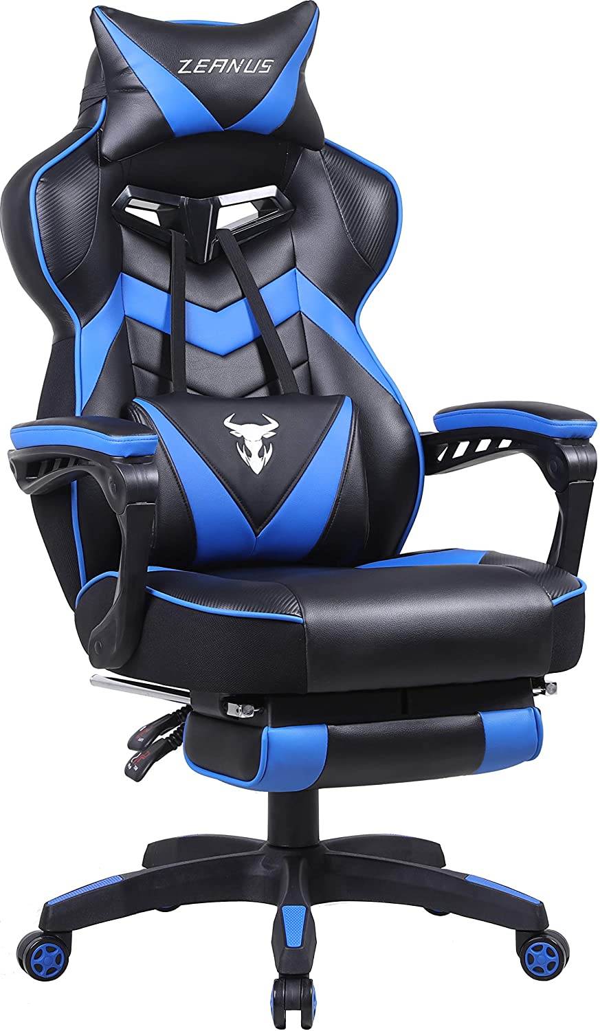 Zeanus Gaming Chair for Adults Green, Gaming Chair with Footrest, Massage Computer Gaming Chair, Reclining Gaming Desk Chair, Big and Tall Video Gaming Chair, Racing Style Chair, E-Sports Gamer Chair