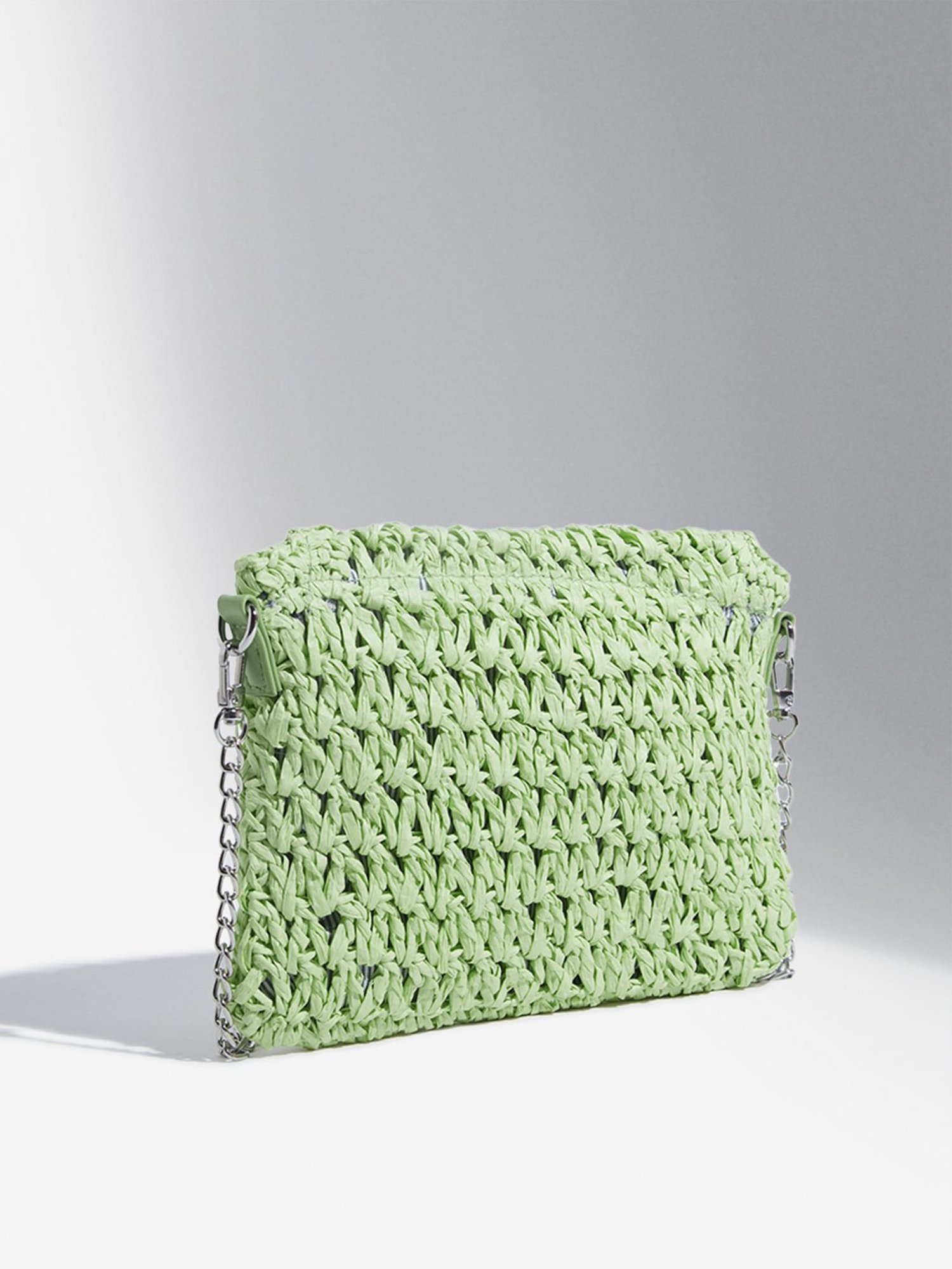 Studiowest by Westside Light Green Woven-Textured Sling Bag