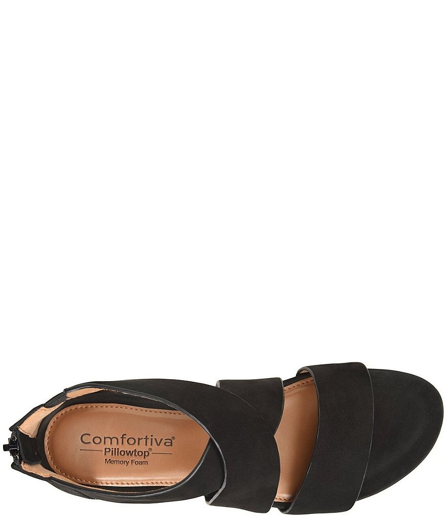 Comfortiva Pacifica Nubuck Criss-Cross Strap Sporty Wedge Sandals