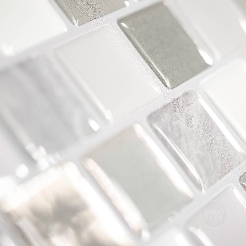 Smart Tiles 3D Peel and Stick Backsplash 4 Sheets of 10.20" x 8.85" Kitchen and Bathroom Wallpaper Brixia Cassoria