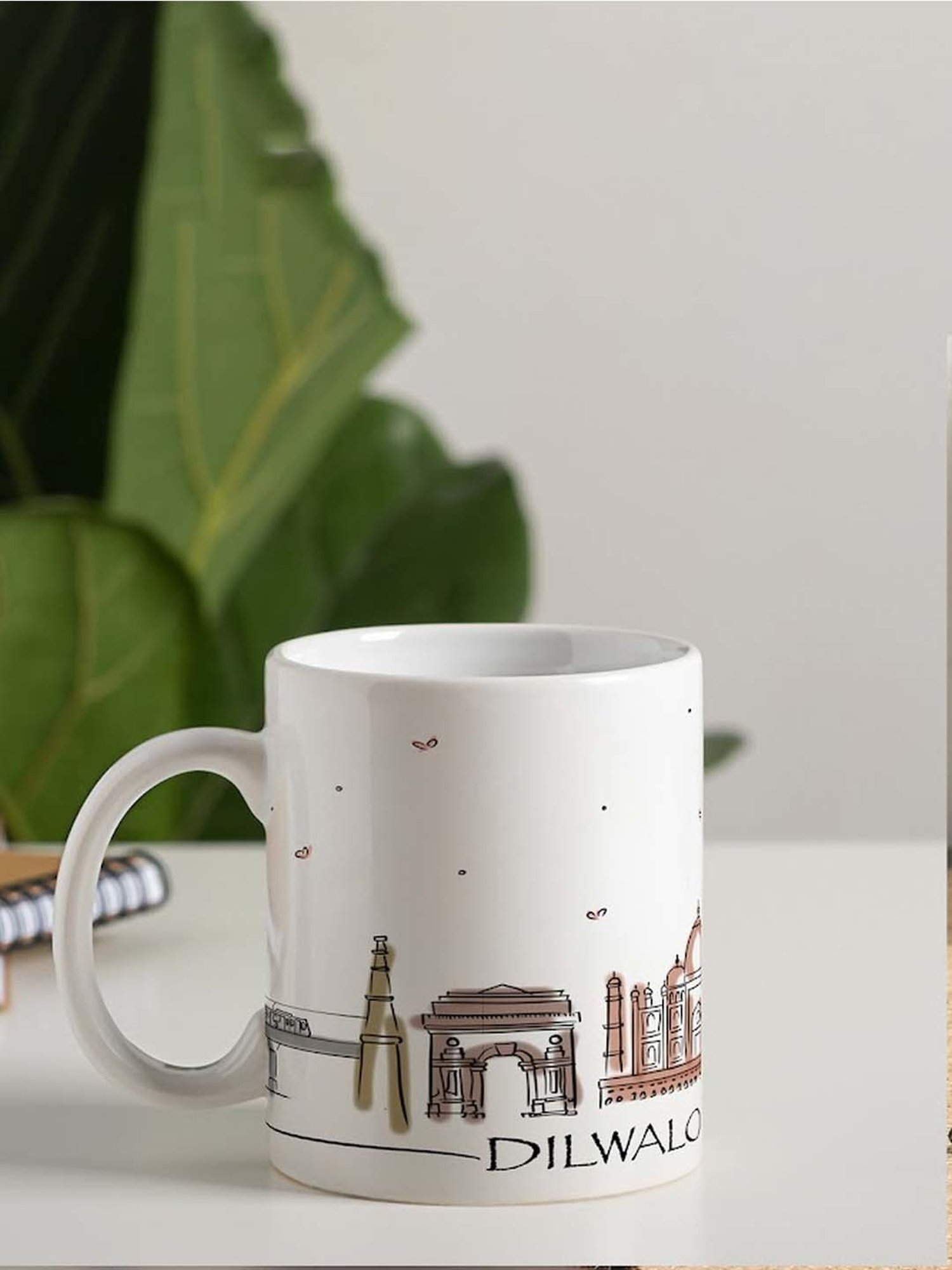 Nestroots White Stoneware Heartfelt Delhi Coffee Mug (0.325 L)