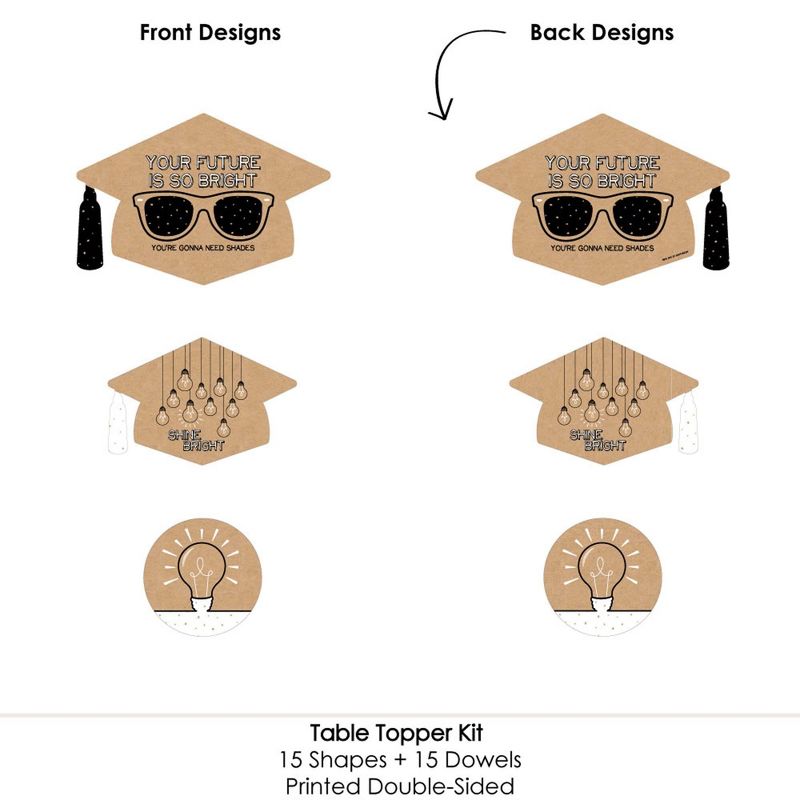 Big Dot of Happiness Bright Future - Graduation Party Centerpiece Sticks - Table Toppers - Set of 15