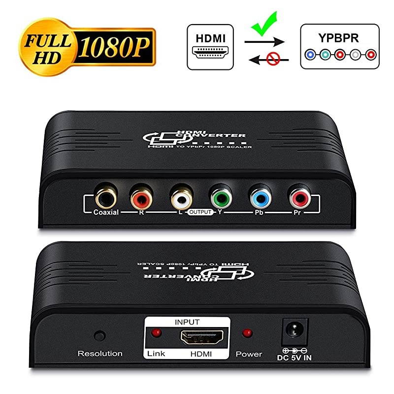 HDMI to YPbPr Scaler Converter HDMI to Component Video 1080P YPbPr RGB + RL Converter Adapter Support Coaxial for PS3 PS4 Bluray Player DVD Xbox Notebookwith Scaler Function Black