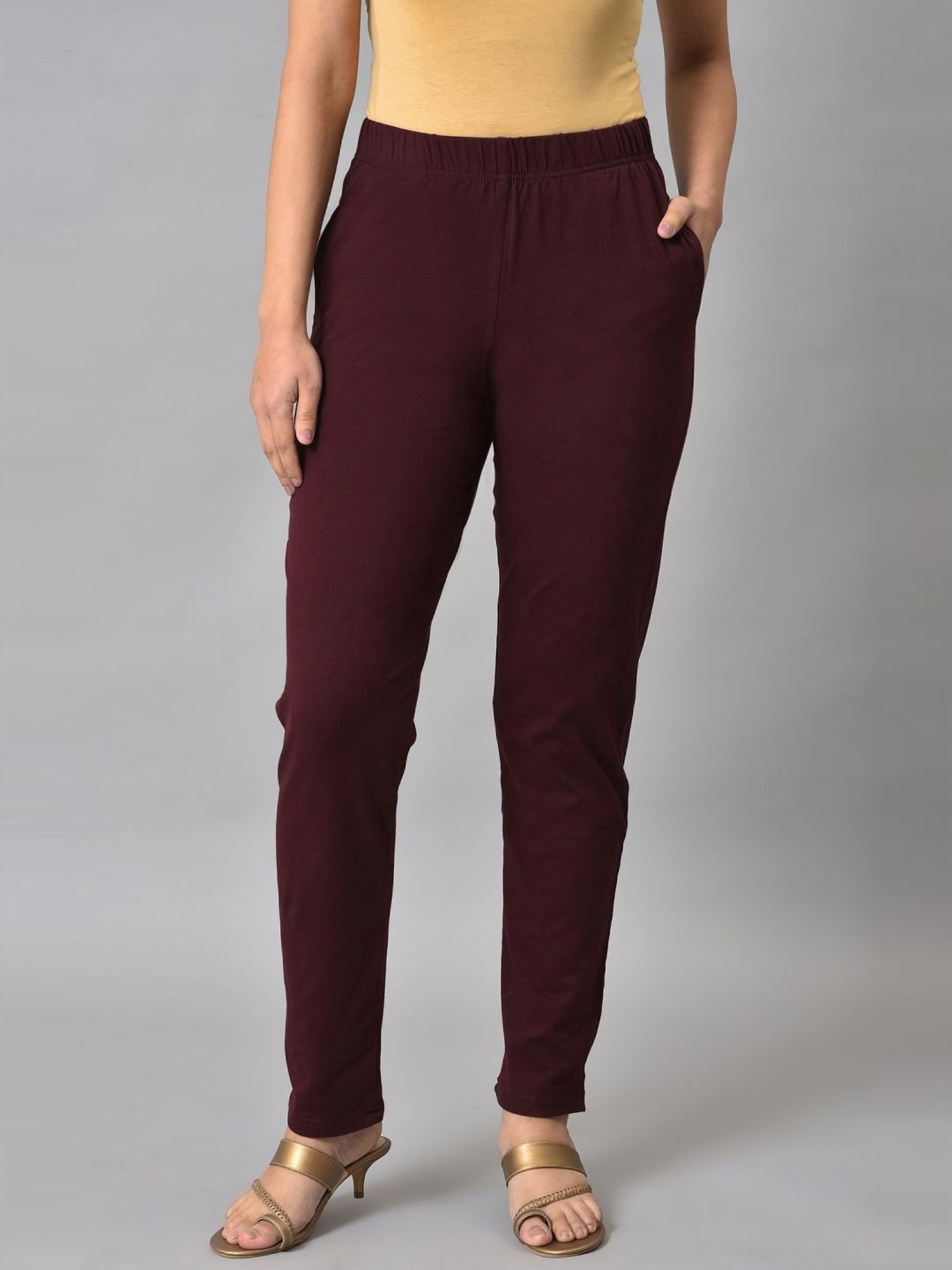 Elleven from Aurelia Maroon Regular Fit Pants