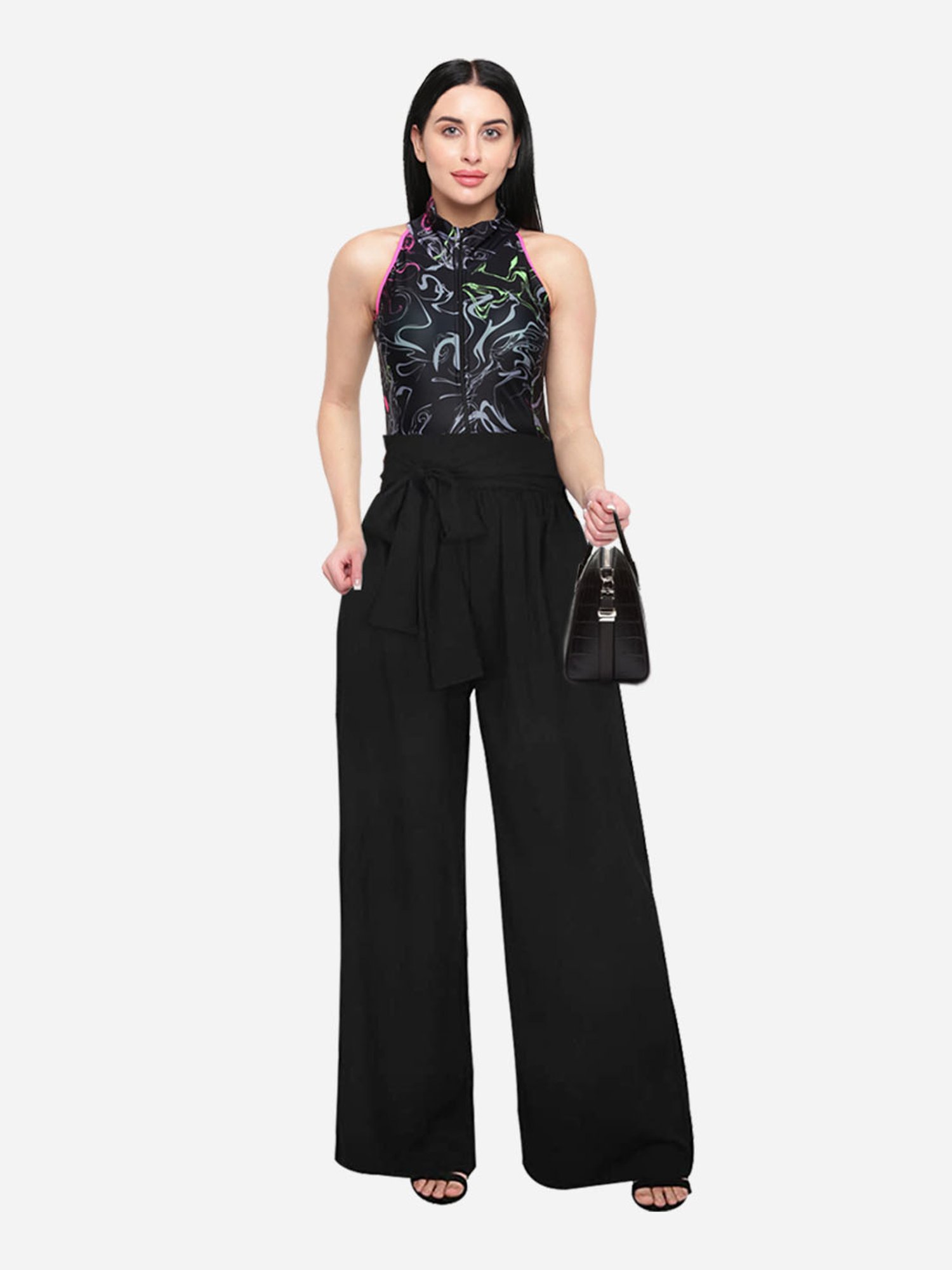 IO Black Printed Legsuit