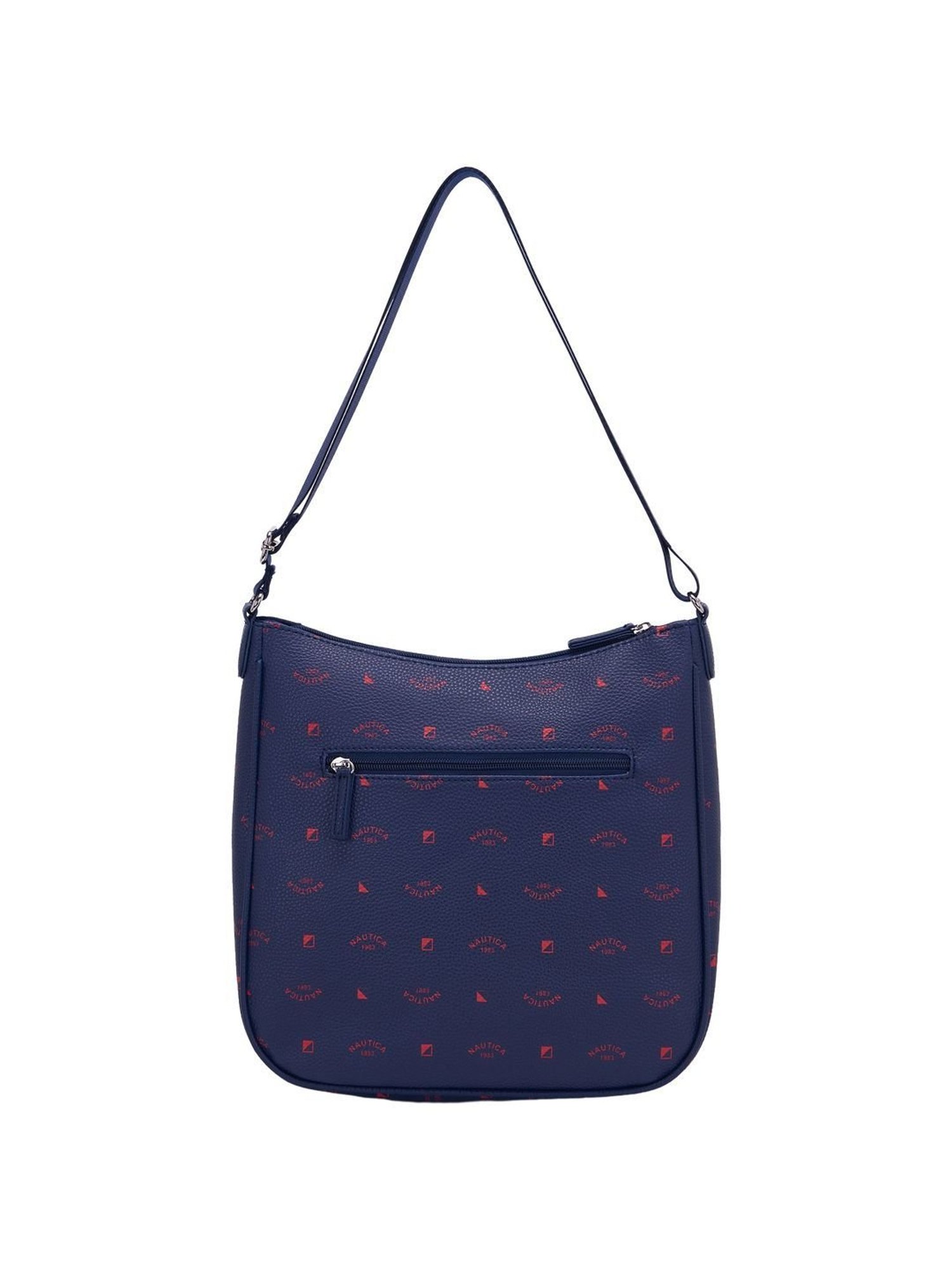 Nautica Navy Blue Printed Medium Hobo Handbag