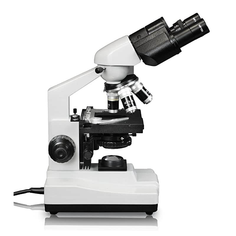 VME0007B-100-LD Binocular Compound Microscope, 10x WF Eyepieces, 40x&mdash;1000x Magnification, LED Illumination, Coaxial Coarse & Fine Focus, 1.25 N.A. Abbe Condenser