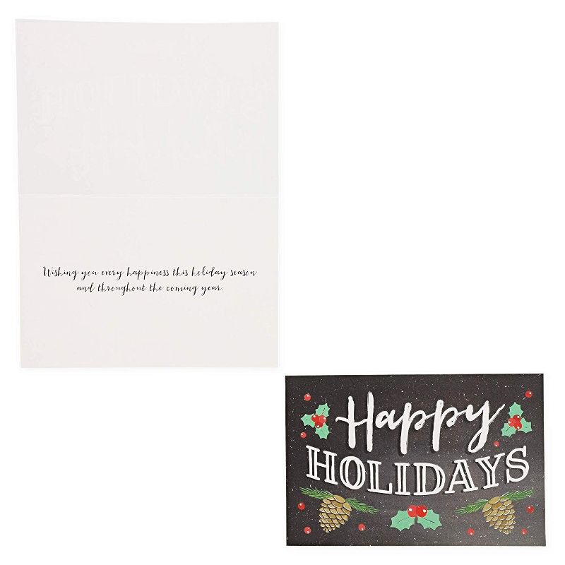 48 Pack (8 of Each) Christmas Cards with Envelopes, 4 x 6 inches, 6 Assorted Chalkboard Designs Merry Xmas Festive Themed Greeting Cards
