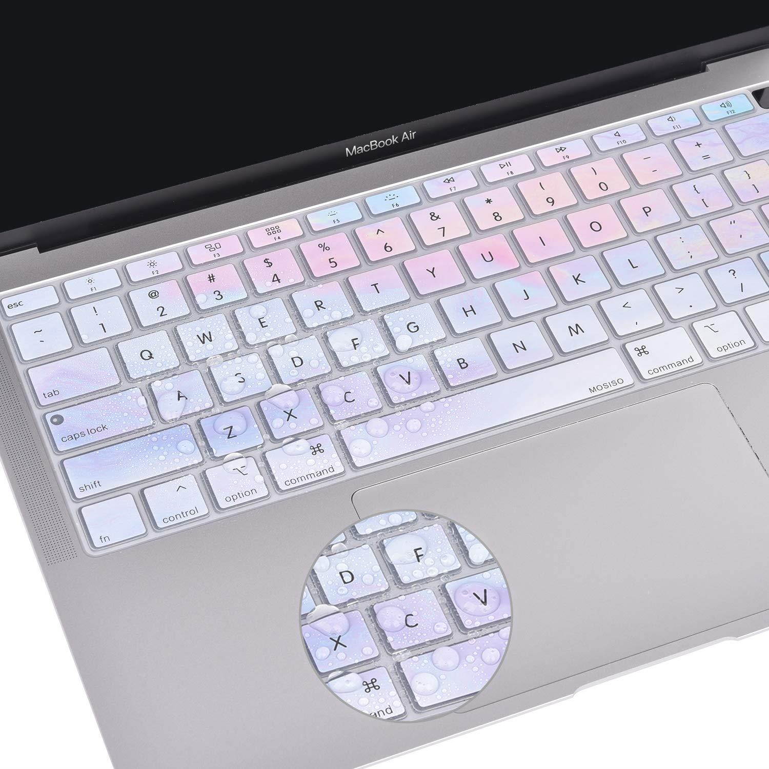 MOSISO Keyboard Cover Compatible Newest MacBook Air 13 Inch 2018 Release A1932 with Retina Display & Touch ID, Waterproof Dust-Proof Protective Silicone Skin, Colorful Clouds