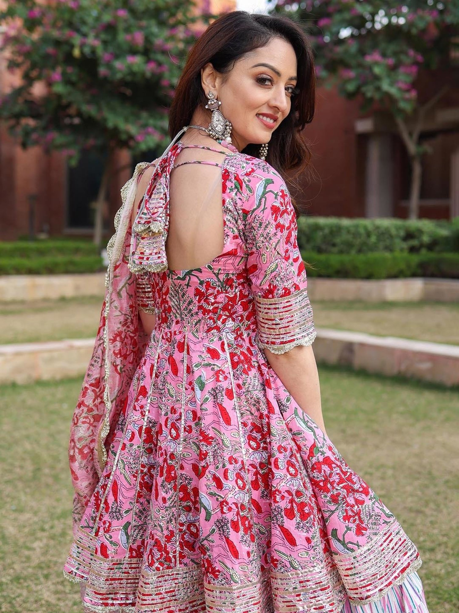 AACHHO Tickled Pink Handblock Sharara Set