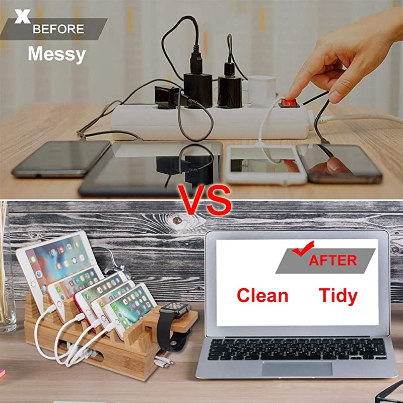 Charging Station Organizer for Multiple Devices amp Wood Desktop Docking Charging Stand Such As Cell Phone Tablets Phone Case and Watch Stand Pezin amp Hulin