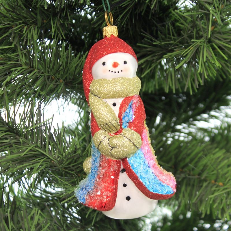 Joy To The World 4.5" Rockin' Candy Snowman Ornament Glitterazzi Rainbow  -  Tree Ornaments