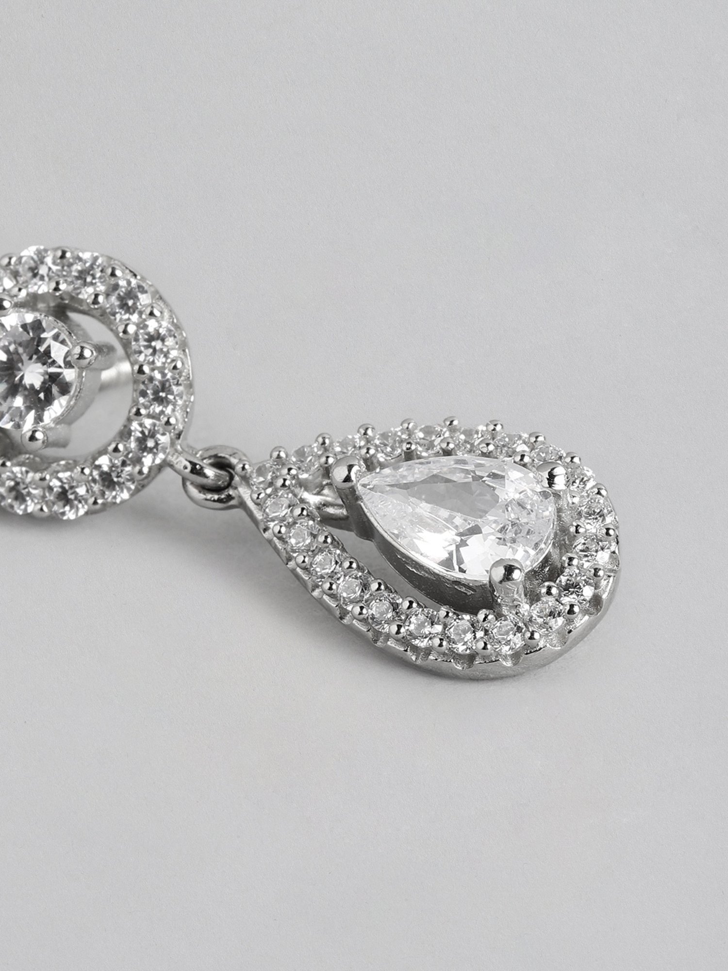 Zavya 92.5 Sterling Silver Crystal Cascade Drop Earrings for Women