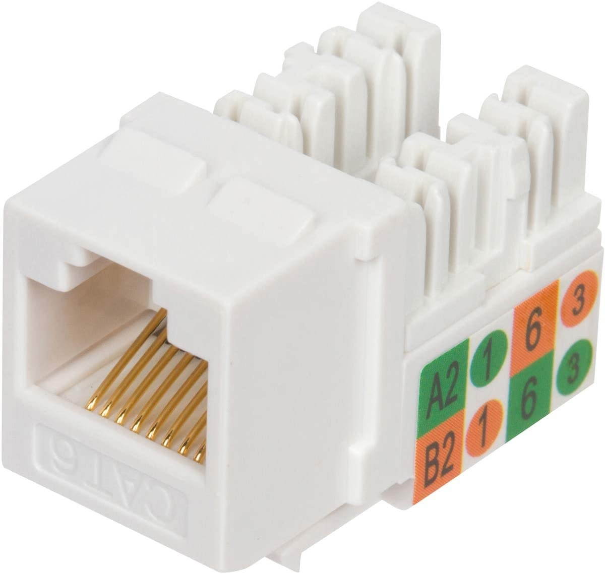 Buyer's Point Cat6 RJ45 90-Degree Keystone Jack, Punch Down Keystone Jack Adapter White (10 Pack)