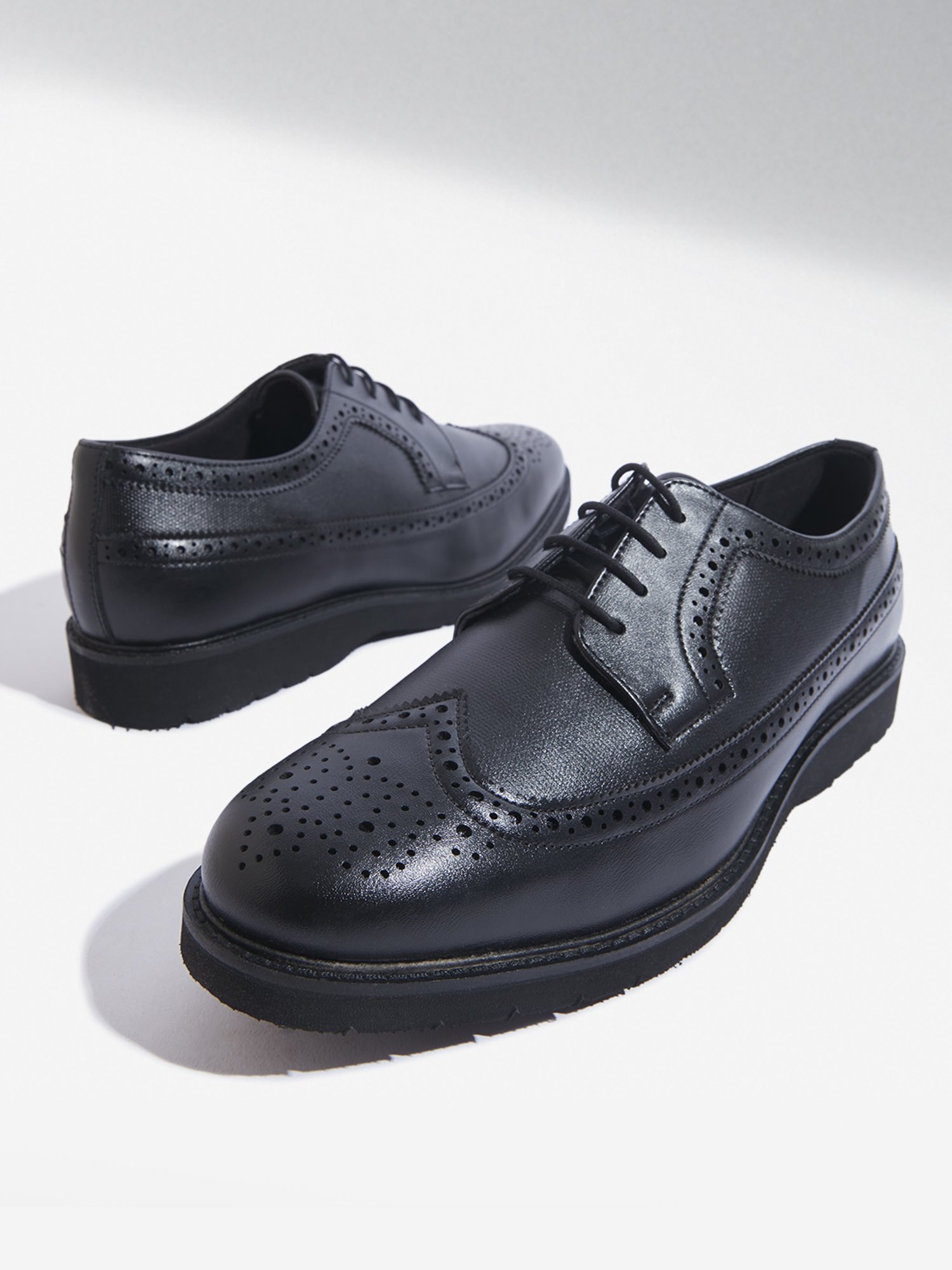 SOLEPLAY by Westside Black Perforated Lace-Up Shoes