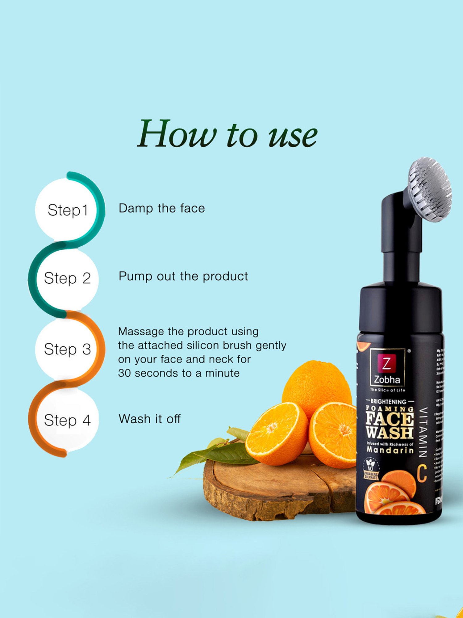 Zobha Mandarin Vitamin C Foaming Face Wash - 150 ml