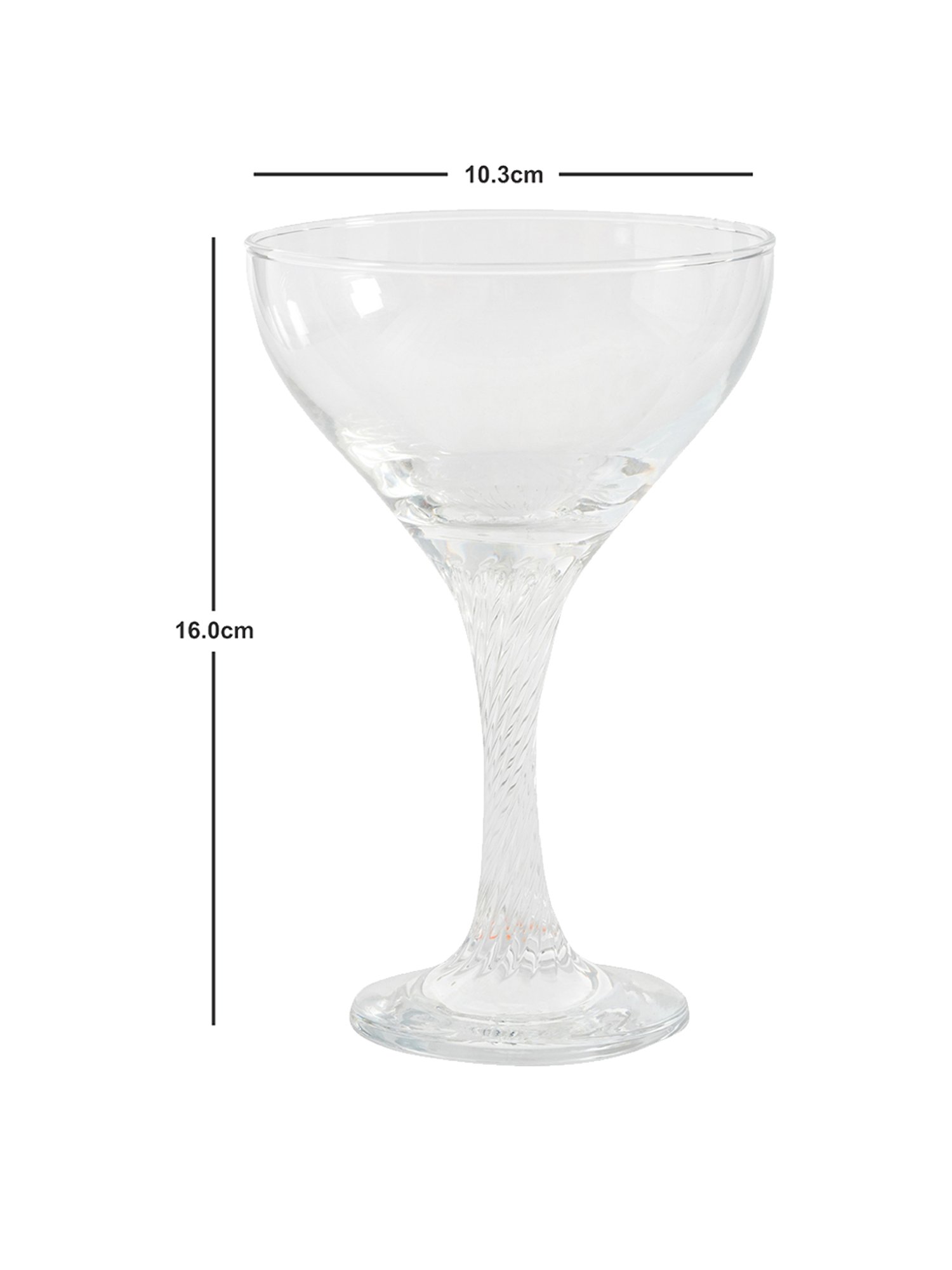 Pasabahce Transparent Glass Twist Wine Cocktail Glasses - Set of 6 (280ml)